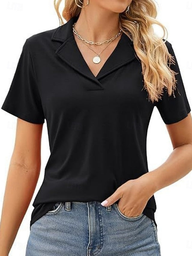 Women's Blouse Solid Color Daily Stylish Basic Short Sleeve