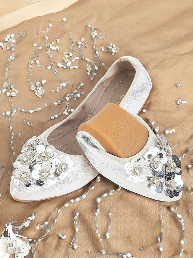 Foldable Women's Comfortable Embellished Flats Floral –