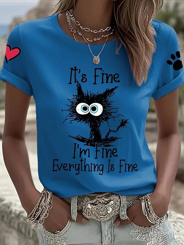 Women's T Shirt Print Graphic Letter Vintage Fashion