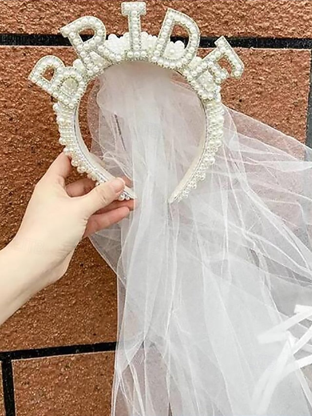 Pearl-Embellished with – Headband Veil 'BRIDE'