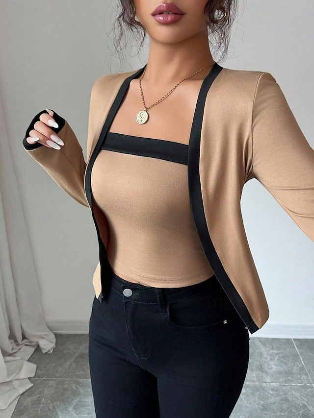 Women's Blouse Patchwork Solid Color Stylish Casual Long