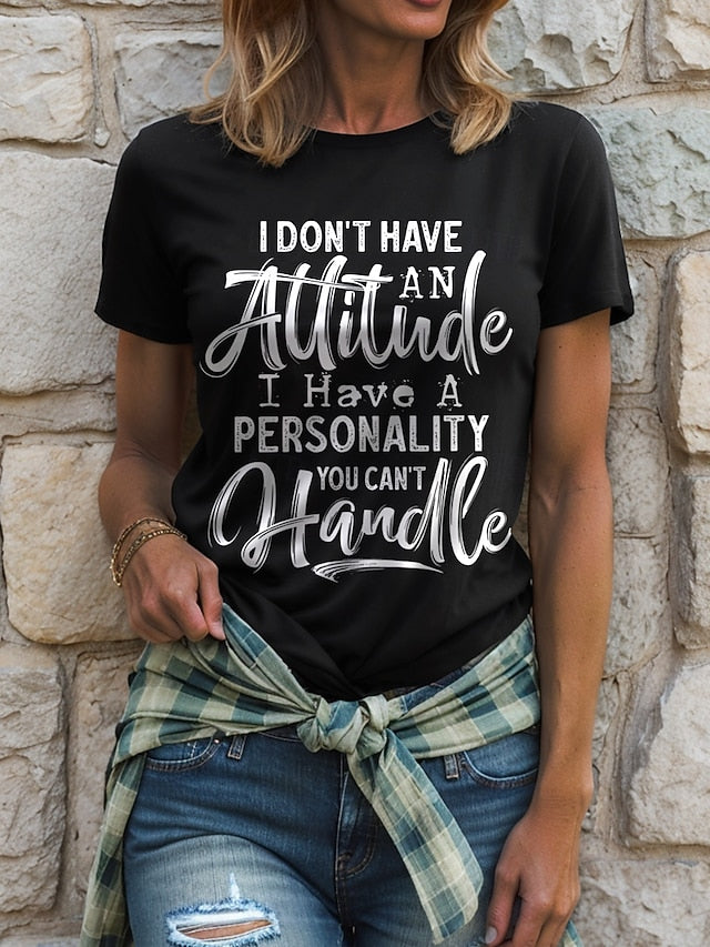 Women's T Shirt Print Graphic Letter Vintage Stylish