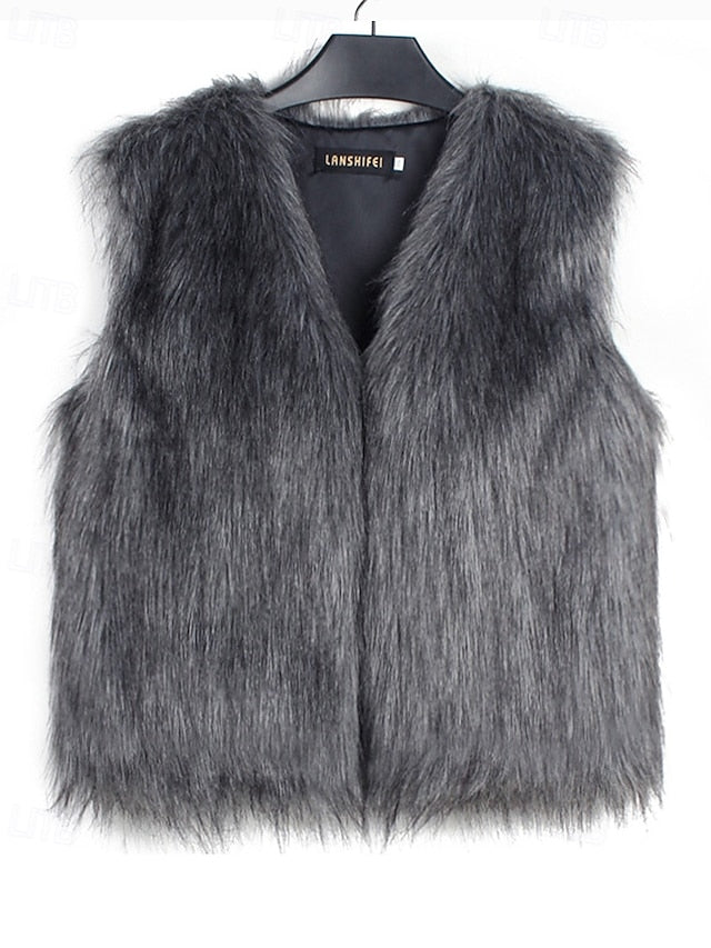 Coat Faux Women's Comfortable Fur Furs Vest Leathers