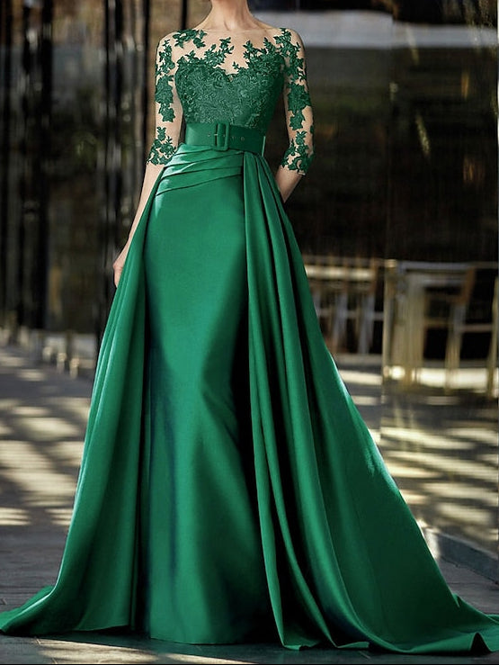 Train Dress A-Line / Formal Elegant Evening Gown Sweep Brush