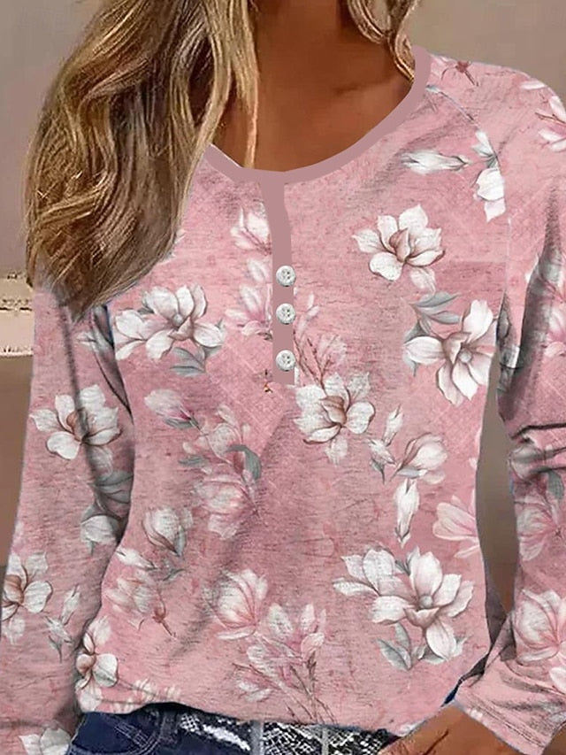 Women's T shirt Long Sleeve Striped Daily Casual Long