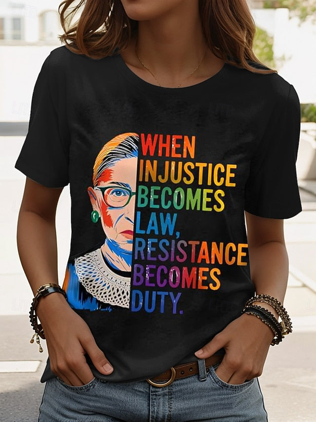 Women's T Shirt Print Graphic Letter Stylish Classic Casual