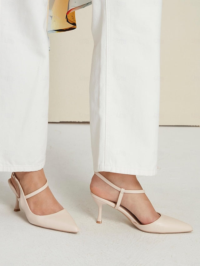 Heel Slingback Nude – Pumps Kitten Women's Elegant