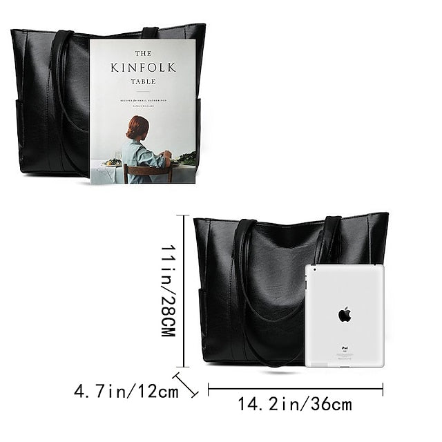 Tasche Schwarz – Große Kunstleder Damen Tote Stilvoll