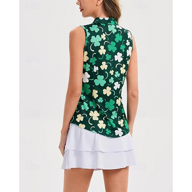 Women's Clover Tennis Shirt Sleeveless Print UPF50+ Quick
