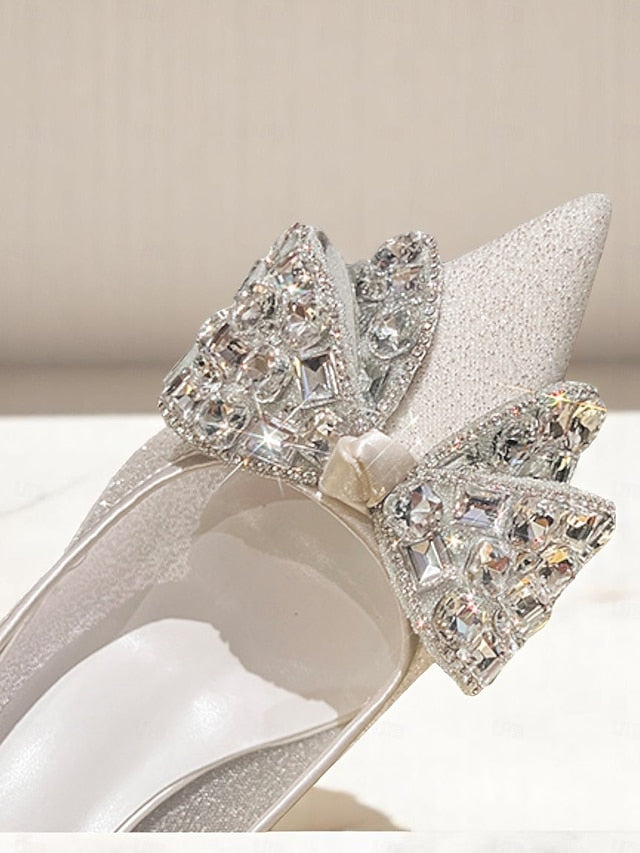 High with Rhinestone Glitter Women's Bow Heels
