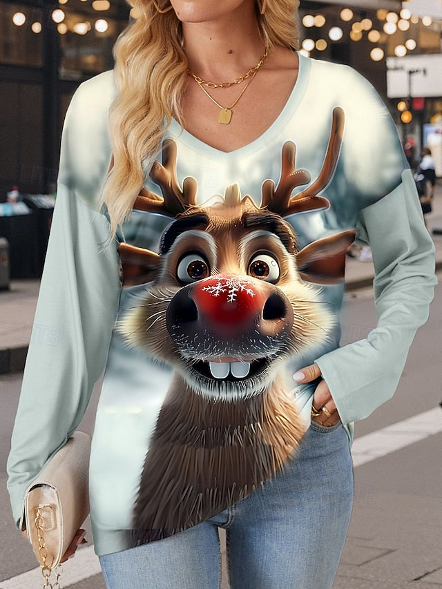 Women's T Shirt Modern Casual Print Long Sleeve Regular