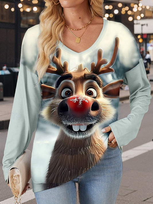 Women's T Shirt Modern Casual Print Long Sleeve Regular