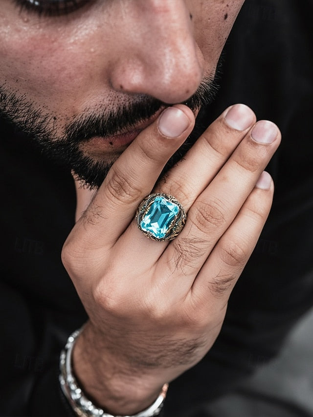 Men's Gemstone Ring Alloy