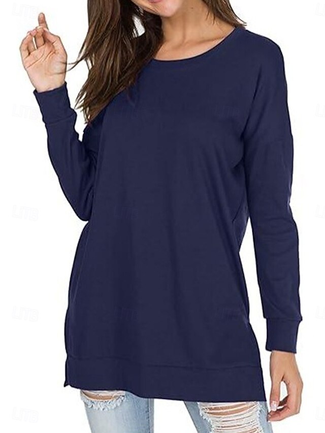 Women's T Shirt Patchwork Solid Color Daily Casual Long