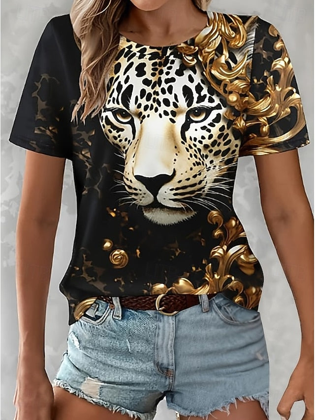 Women's T Shirt Print Graphic Animal Leopard Vintage