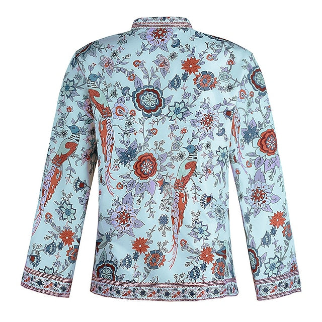 Women's Shirt Blouse Yellow Pink Dusty Rose Graphic Floral