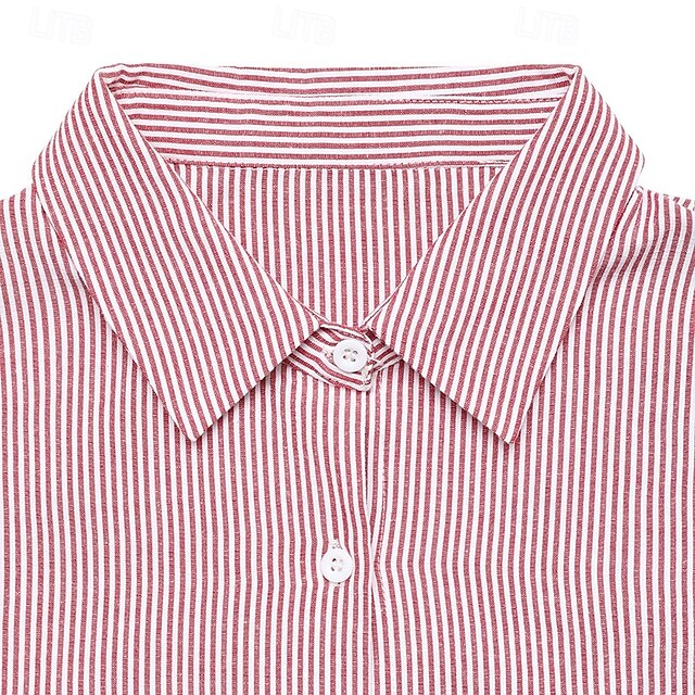 Women's Casual Shirt Button Up Shirt Blouse Drawstring