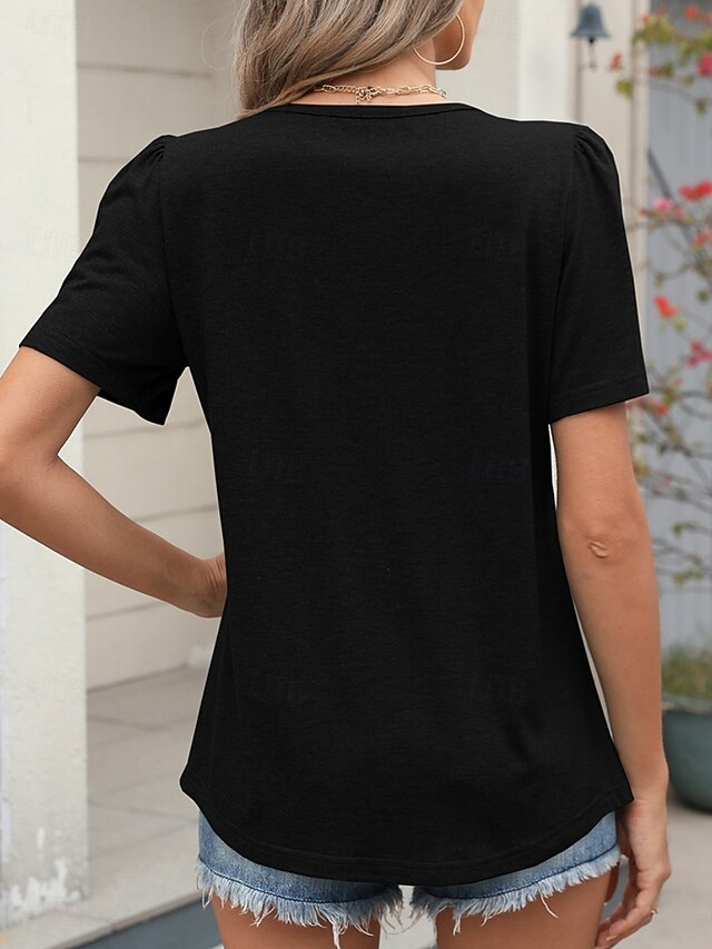 Women's T Shirt Tee Top Ruched Plain Fashion Stylish