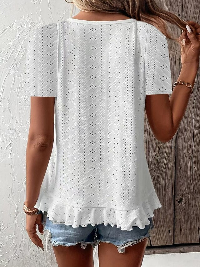 Women's T Shirt Tee Top Embroidered Plain Fashion Stylish