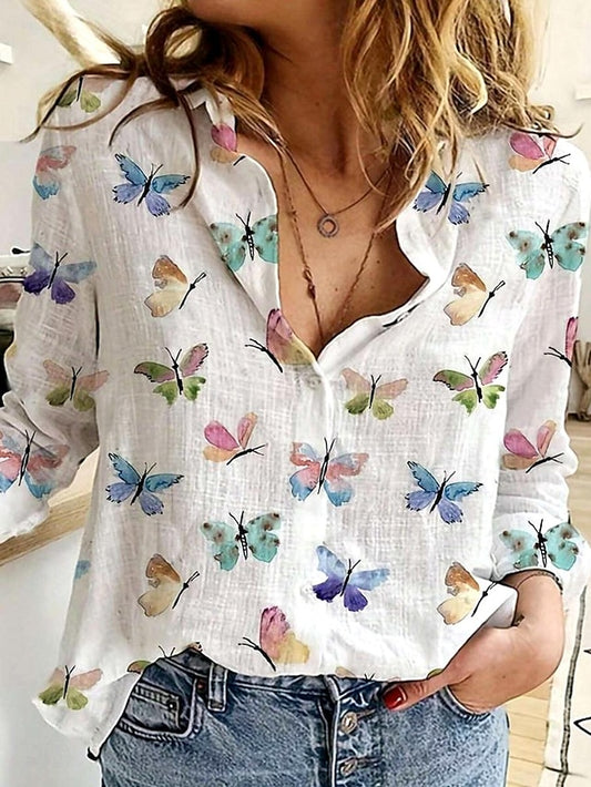 Women's Shirt Linen Like Breathable Lightweight Button Down