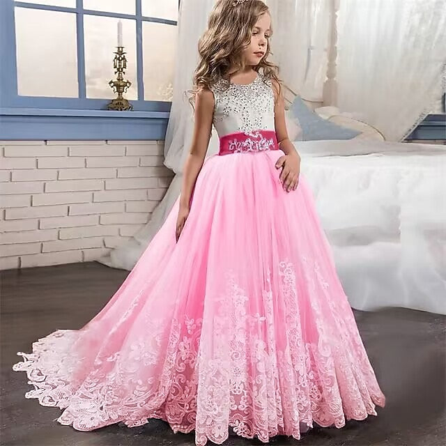 Flower Girls' Girl Dress Wedding Kids Sleeveless