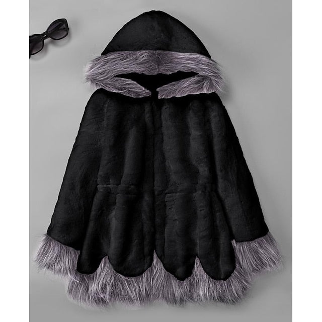 Fur Women's Coat Jacket Sherpa Long Faux Black White