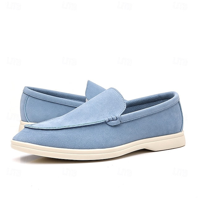 Breathable Men's Loafers Blue Faux Light – Casual Slip-On