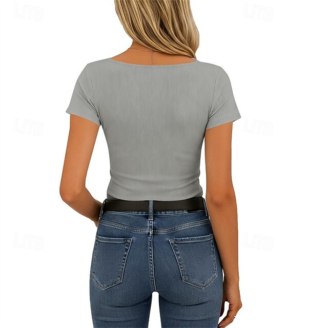 Women's T Shirt Summer Tops Lace Patchwork Plain Elegant
