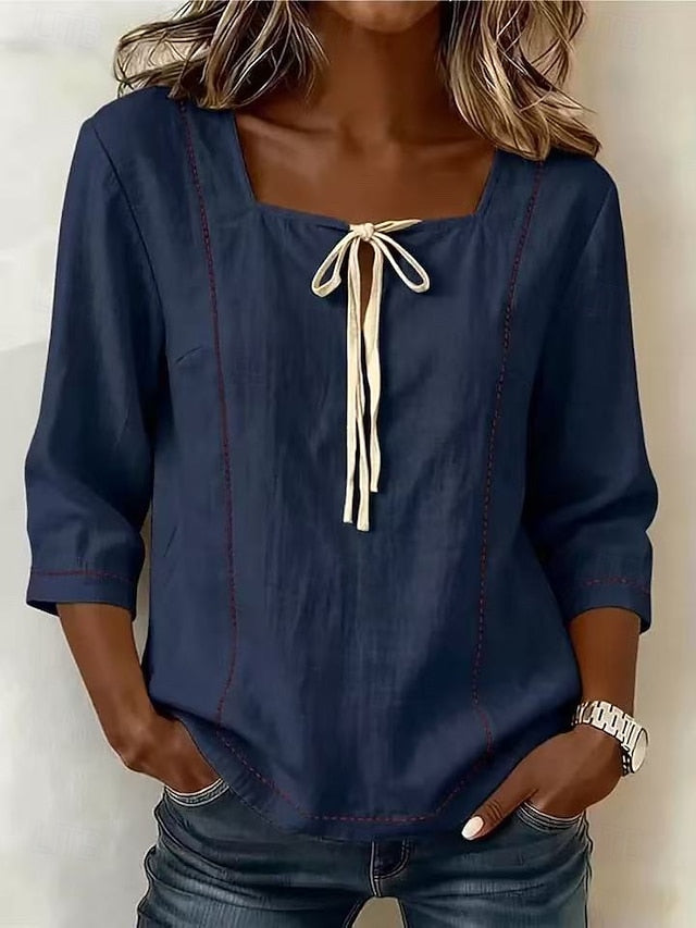 Women's Shirt Blouse Plain Striped Stylish Classic Modern