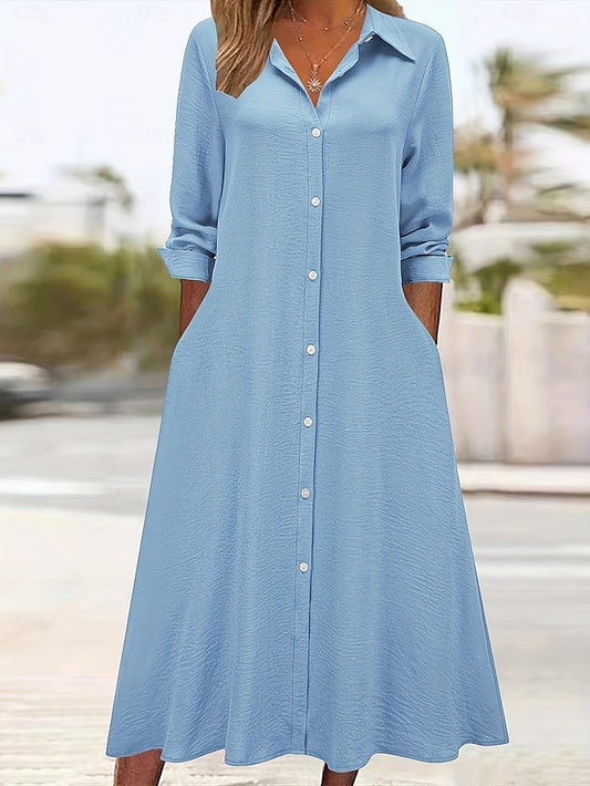 Women's Midi Dress Shirt Dress Shift Dress Casual Date