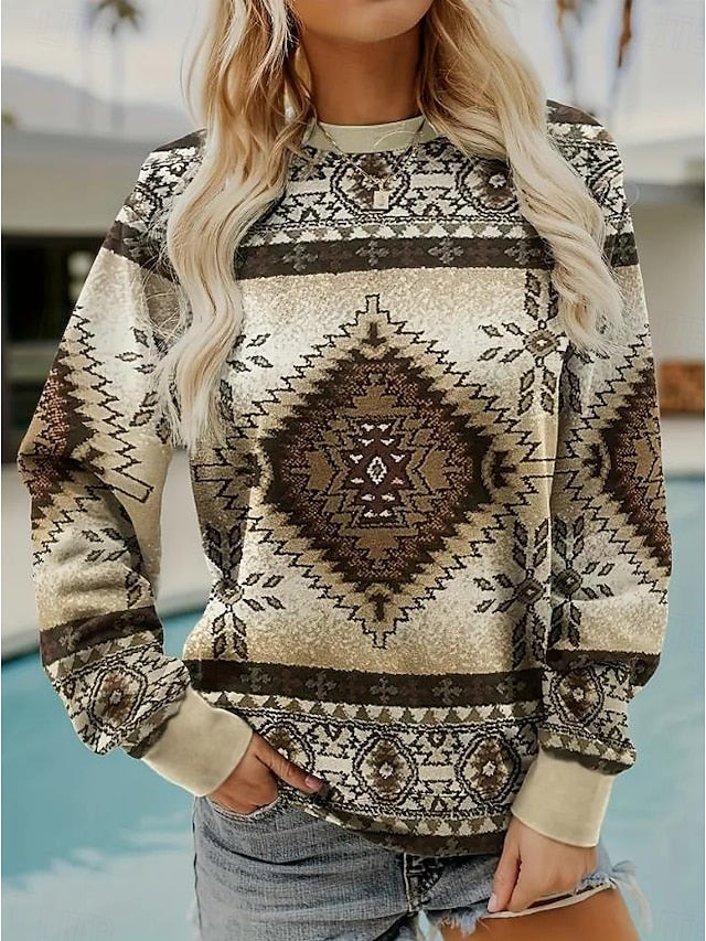 Women's Pullover Floral Print Fashion Casual Loose Fit Crew