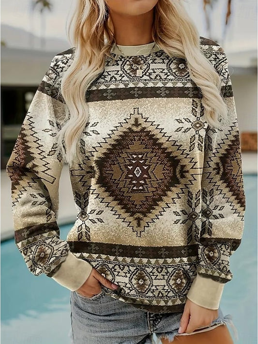 Women's Pullover Floral Print Fashion Casual Loose Fit Crew