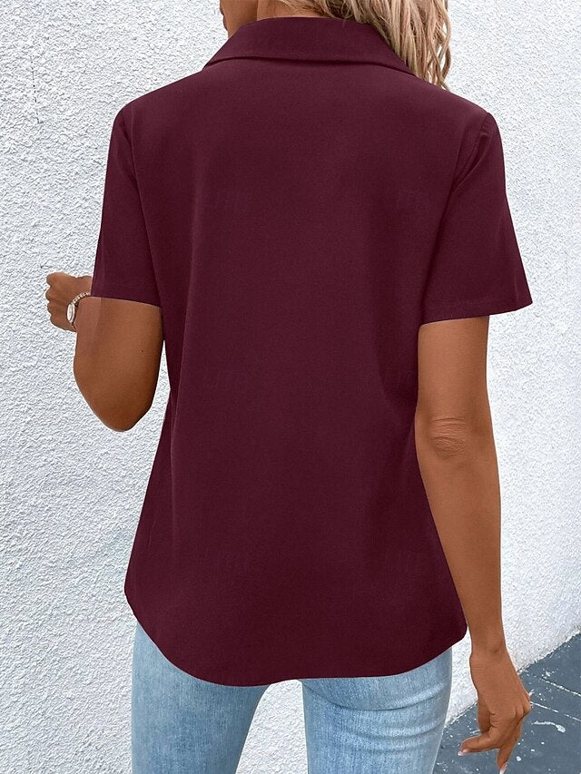 Women's T Shirt Zipper Plain Fashion Stylish Classic Short