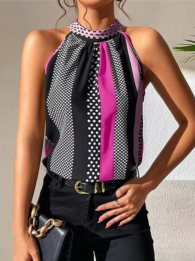 Women's T Shirt Tank Top Tee Top Polka Dot Striped Fashion