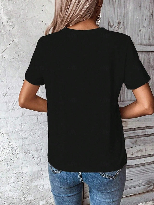 Women's T Shirt Print Graphic Letter Vintage Stylish