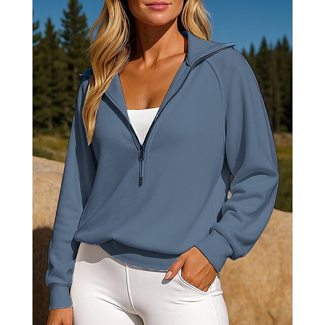 Women's Pullover Sweatshirt Casual Outfits Half Zip Long