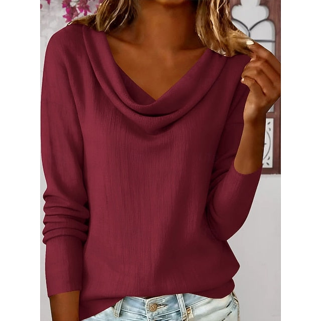 Women's T Shirt Tee Top Solid Color Fashion Stylish Classic
