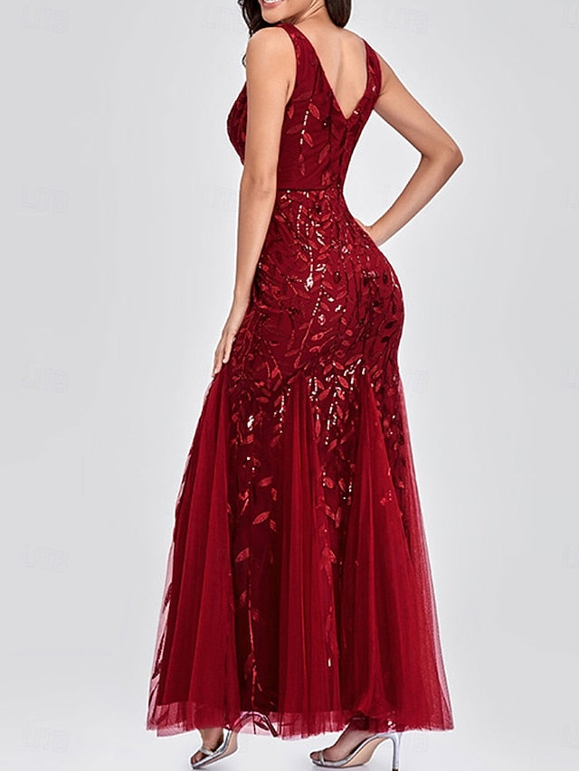 of Party Floor Elegant Mother Bride the Neck V Dress