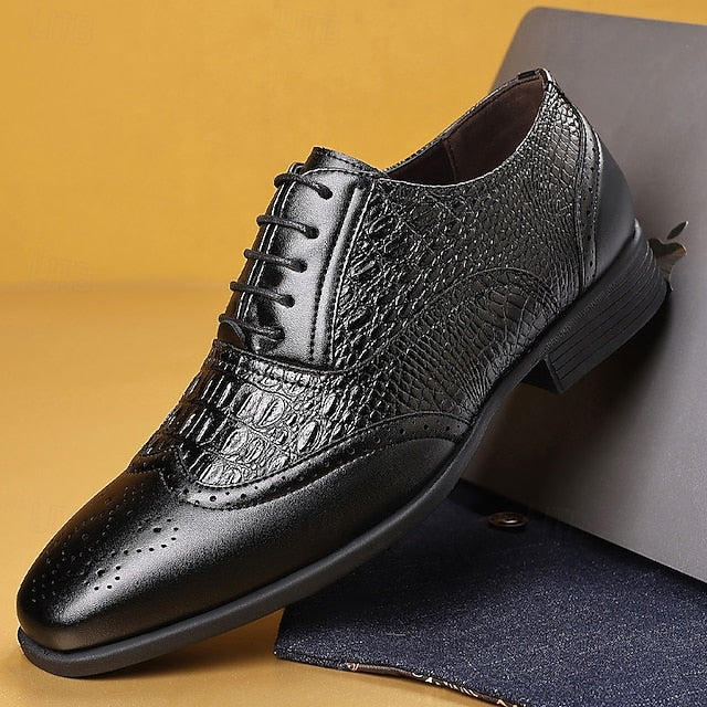 Pattern – Men's Shoes Faux Brown Oxford Leather Crocodile