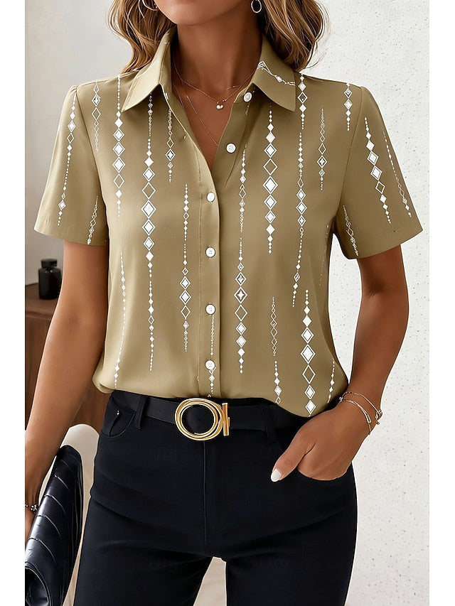 Women's Shirt Short Sleeve Graphic Geometric Vintage