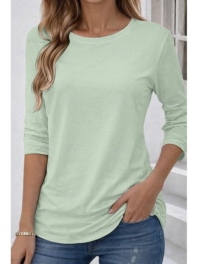 Women's T Shirt 100% Cotton Solid Color Basic Classic