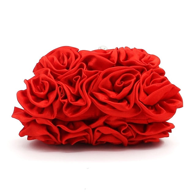 Evening – Design Vintage Bag Floral Elegant Red Clutch Rose