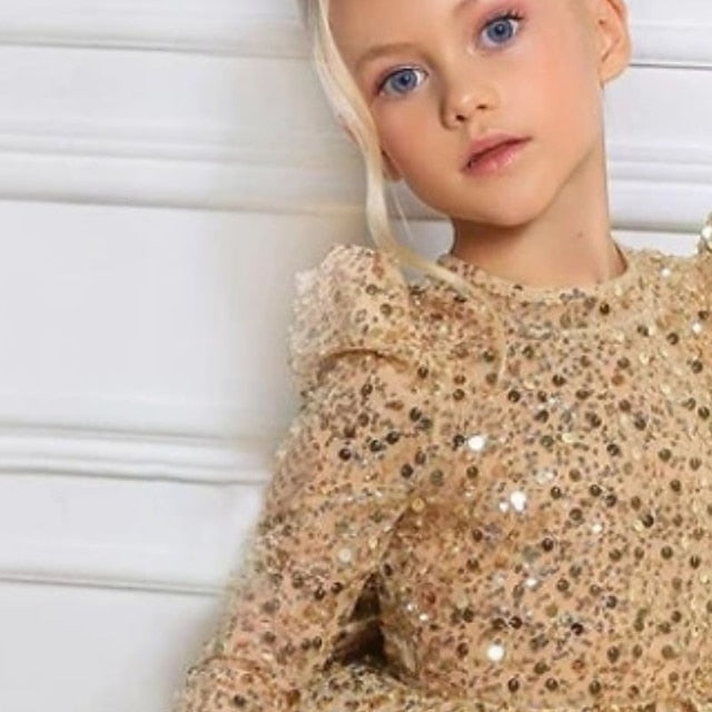 Dress Little Party Kids Girls' A Line Sequin