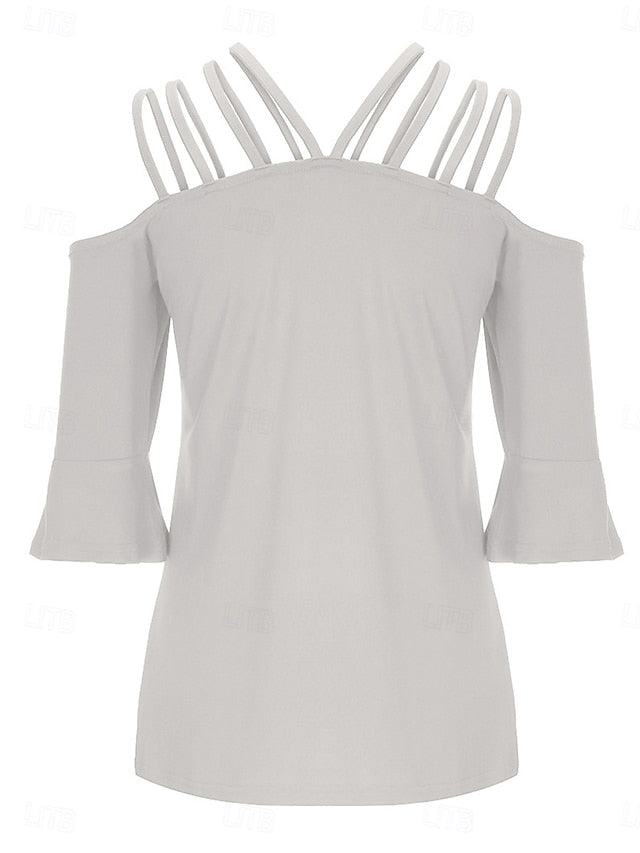 Women's T Shirt Plain Fashion Modern Casual Long Sleeve Off