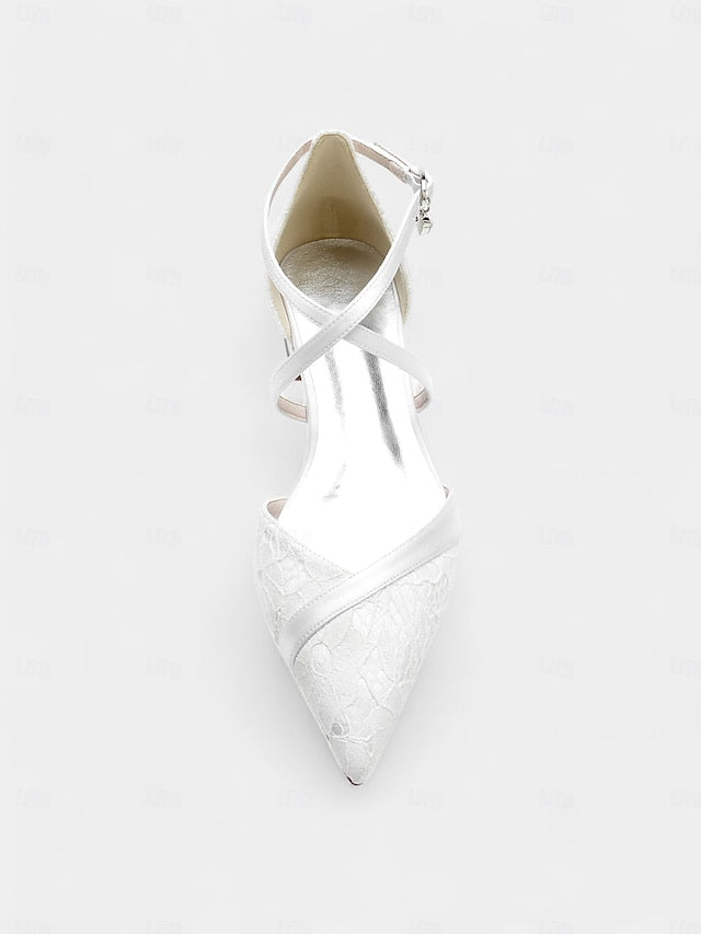 Navy Low Cross-Strap Overlay Satin with Blue Shoes for Lace Heel