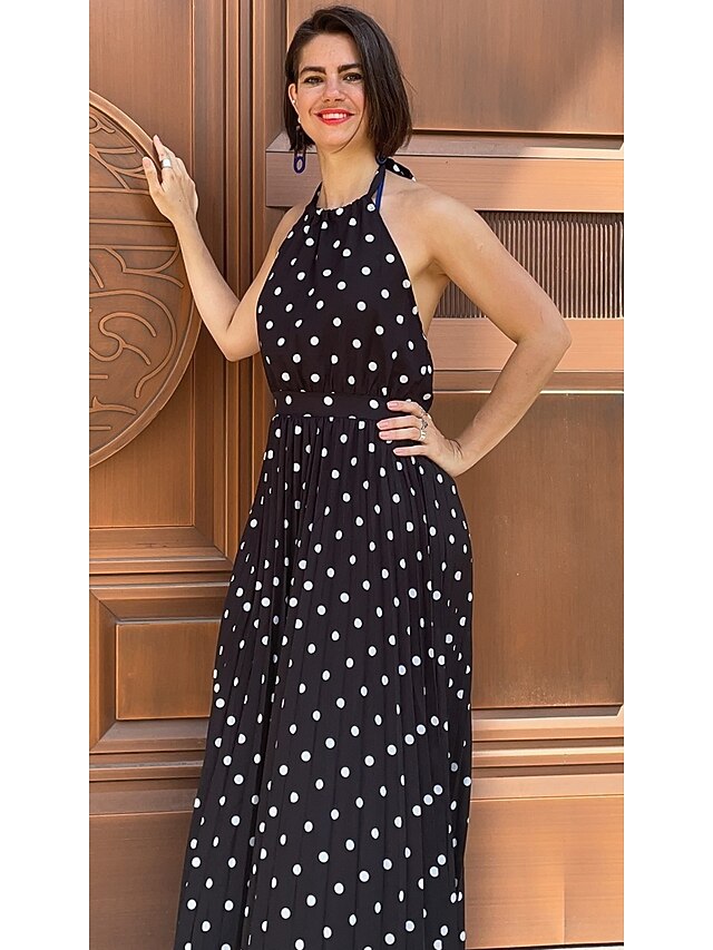 Women's Casual Dress Swing Dress Polka Dot Dress Long