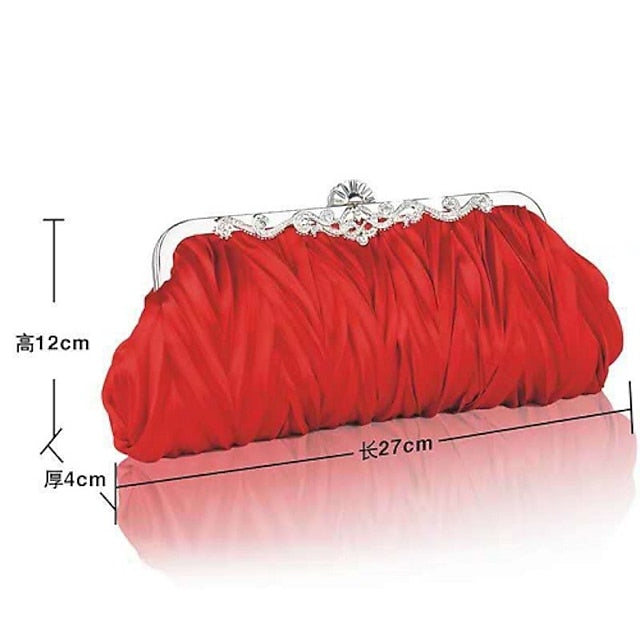 Pleated Satin – Women's Evening White Clutch Elegant