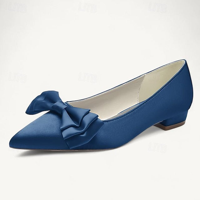 Bowknot Party Heel Pointed Women's Wedding Low Shoes Flats