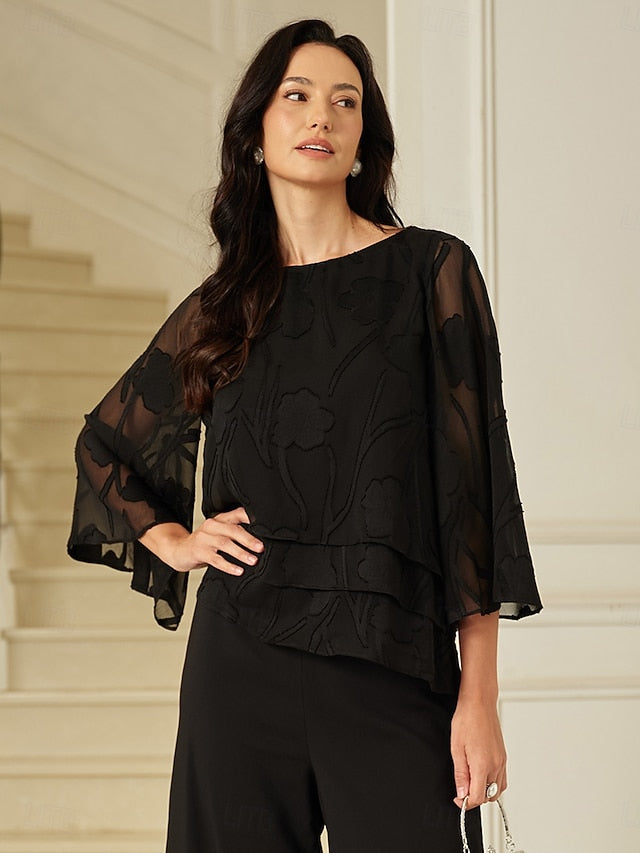 Women's Lace Shirt Blouse Dressy Tops Chiffon Tops