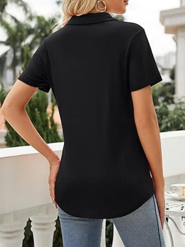 Women's Blouse Solid Color Daily Stylish Basic Short Sleeve